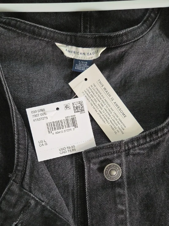 American Eagle Outfitters Black Washed Denim Pinafore Dress - Picture 4 of 4